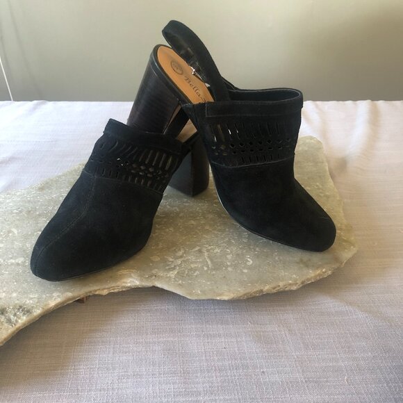 Black Suede Mules Size 8WW - Picture 1 of 3